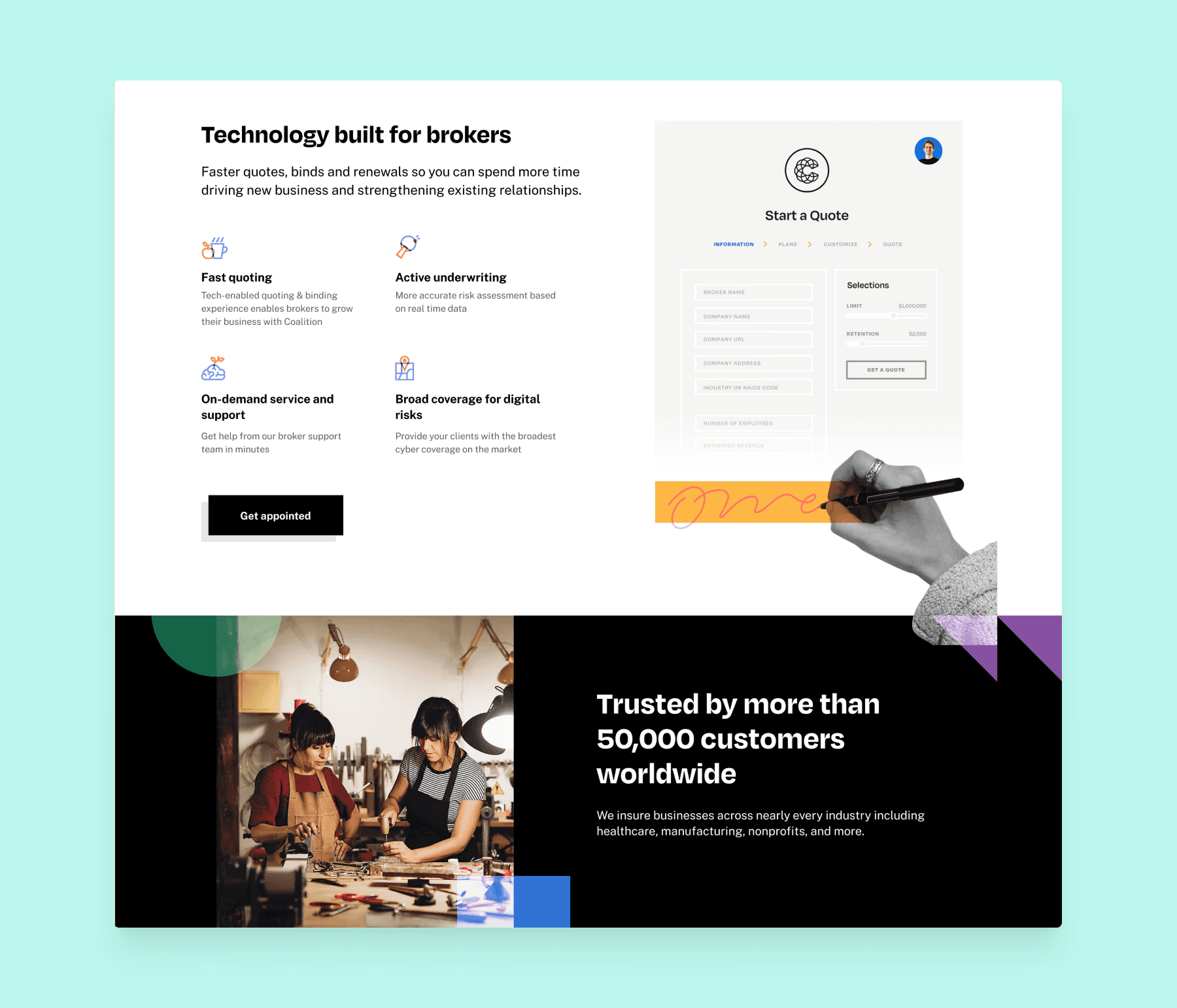 The Coalition homepage after the redesign