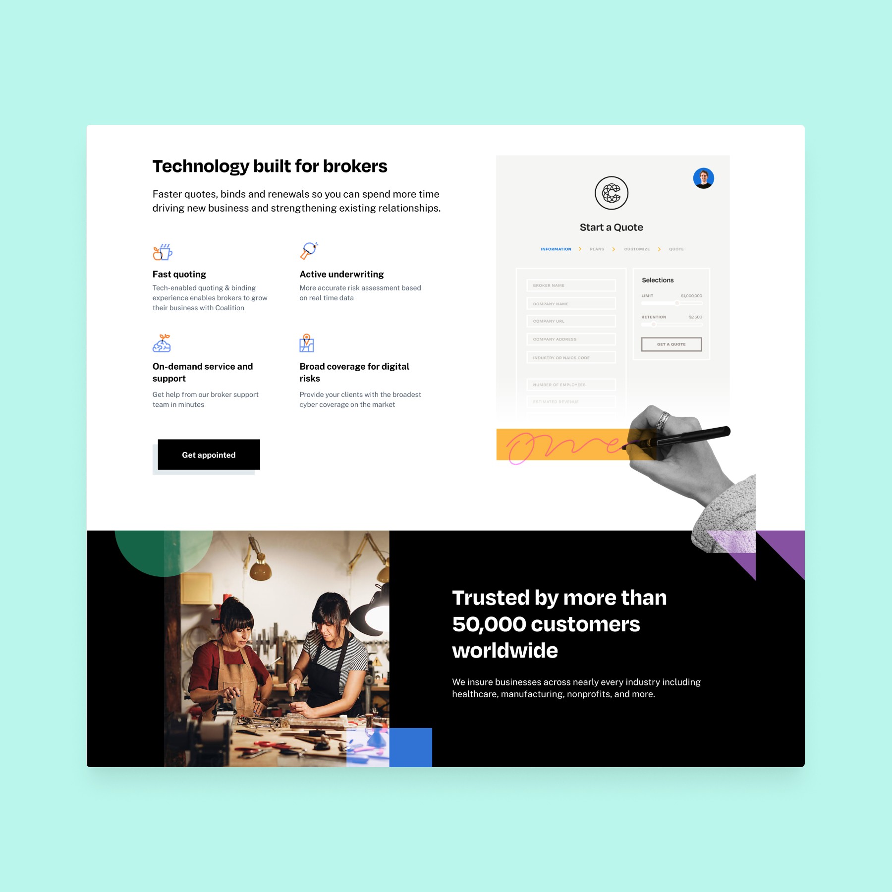 A redesigned Coalition marketing page